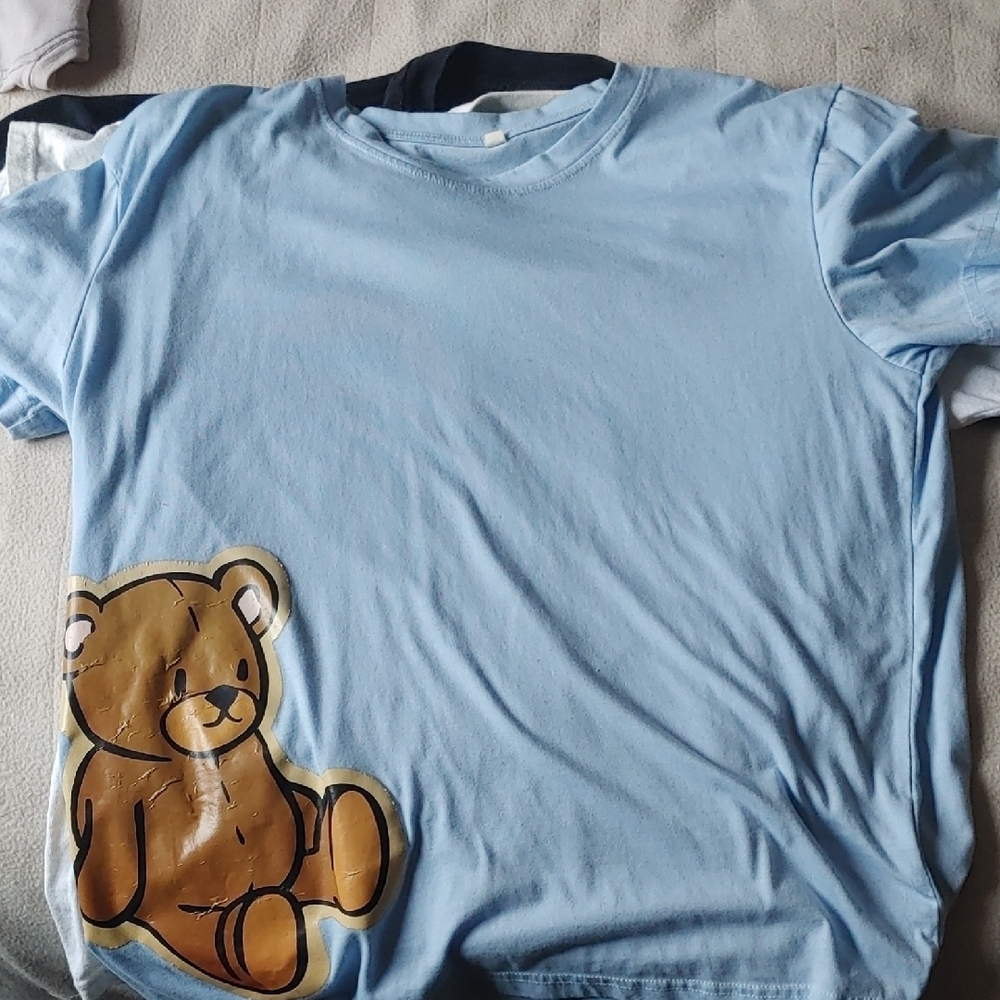 Blue Teddy Bear Graphic T-Shirt